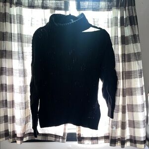 Black One- Shoulder Turtleneck Sweater by ASTR the Label